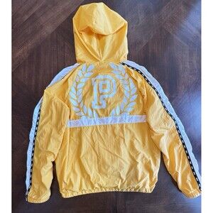 Victoria’s Secret VS PINK Yellow Black Windbreaker Hoodie XS Vintage Y2K 80s